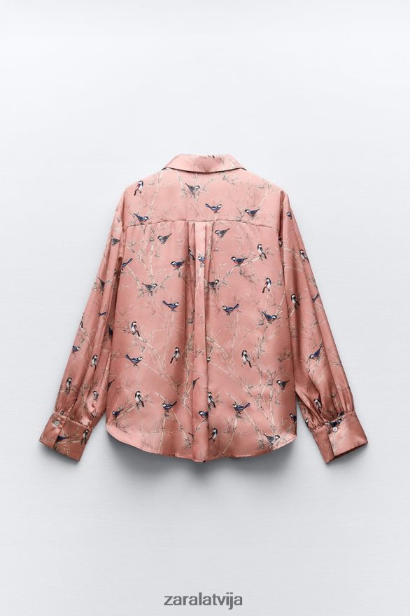 apdrukāts satīna krekls sievietes Zara daudzkrāsains 6ZTV40375 apģērbs