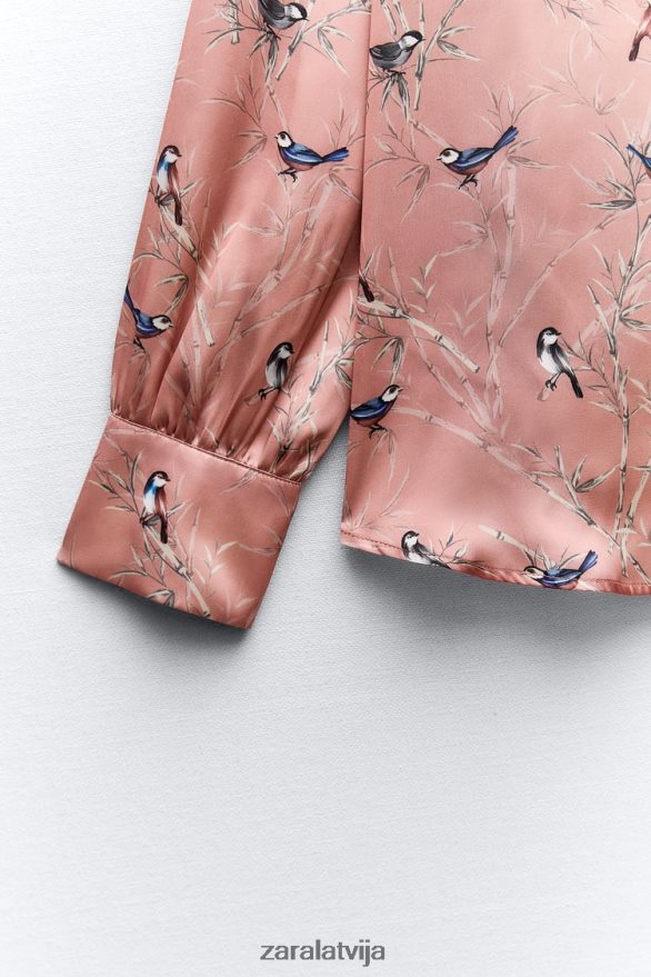 apdrukāts satīna krekls sievietes Zara daudzkrāsains 6ZTV40375 apģērbs