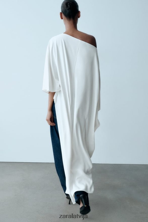 asimetriska apmetņa blūze sievietes Zara ekru 6ZTV40301 apģērbs