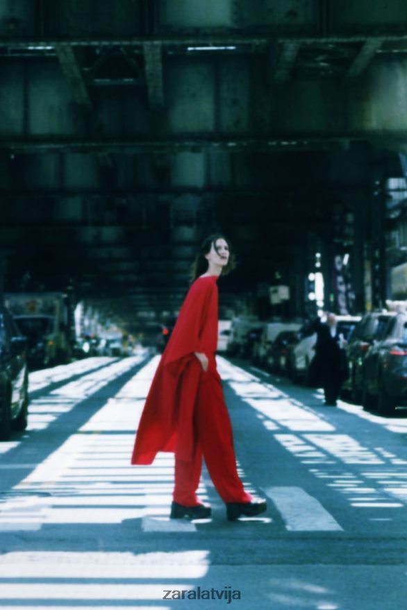 asimetriska apmetņa blūze sievietes Zara spilgti sarkans 6ZTV40306 apģērbs