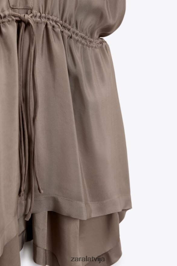 asimetriska tunika blūze sievietes Zara brūns/tape 6ZTV40402 apģērbs