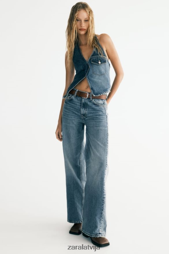 asimetrisks trf džinsa tops sievietes Zara tikai viens 6ZTV40330 apģērbs