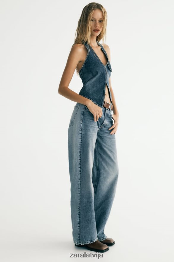 asimetrisks trf džinsa tops sievietes Zara tikai viens 6ZTV40330 apģērbs