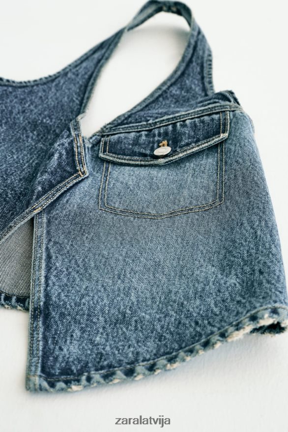asimetrisks trf džinsa tops sievietes Zara tikai viens 6ZTV40330 apģērbs