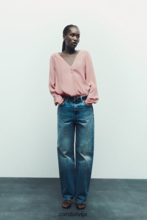 blūze ar zelta pogām sievietes Zara rozā 6ZTV40441 apģērbs