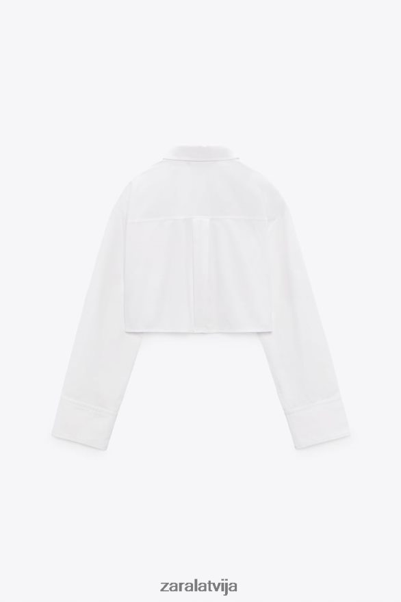 crop kabatas krekls sievietes Zara balts 6ZTV40412 apģērbs