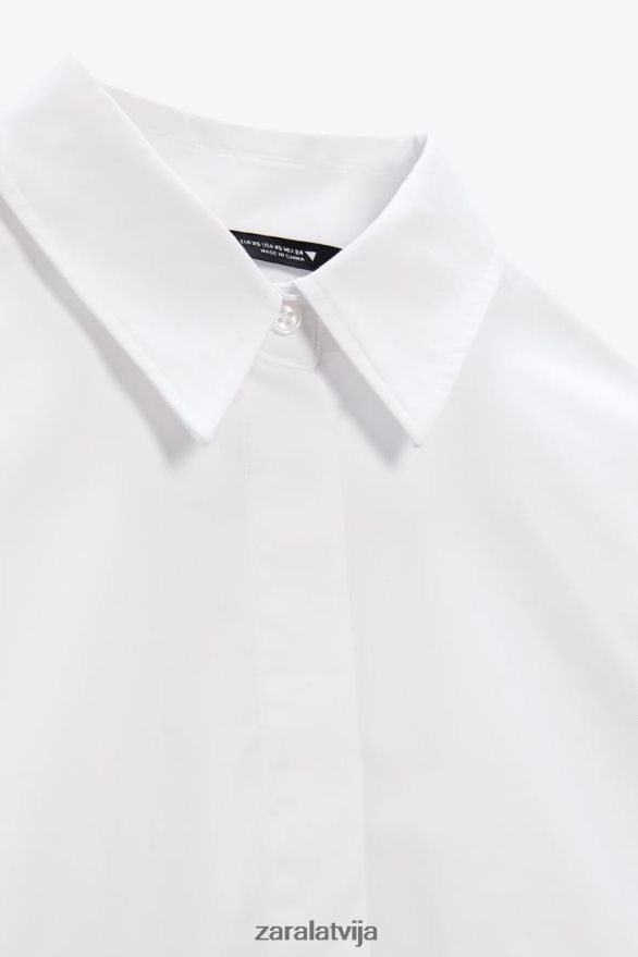 crop kabatas krekls sievietes Zara balts 6ZTV40412 apģērbs
