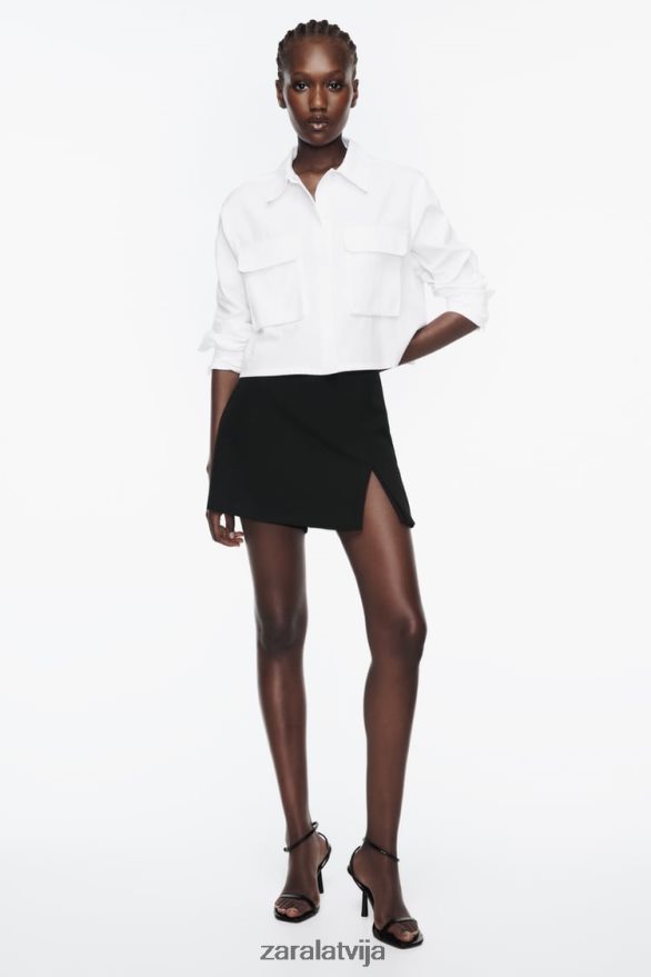crop oxford krekls sievietes Zara balts 6ZTV40304 apģērbs