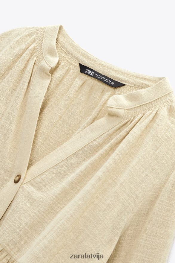 daudzpakāpju lauku stila blūze sievietes Zara bēšs 6ZTV40386 apģērbs