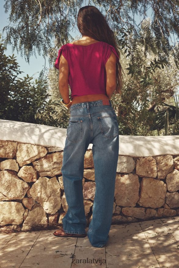 drapēts tops sievietes Zara aveņu 6ZTV40403 apģērbs