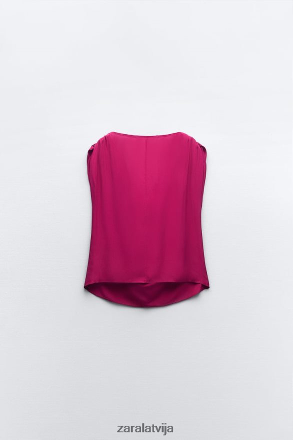 drapēts tops sievietes Zara aveņu 6ZTV40403 apģērbs