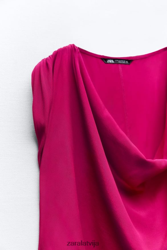 drapēts tops sievietes Zara aveņu 6ZTV40403 apģērbs