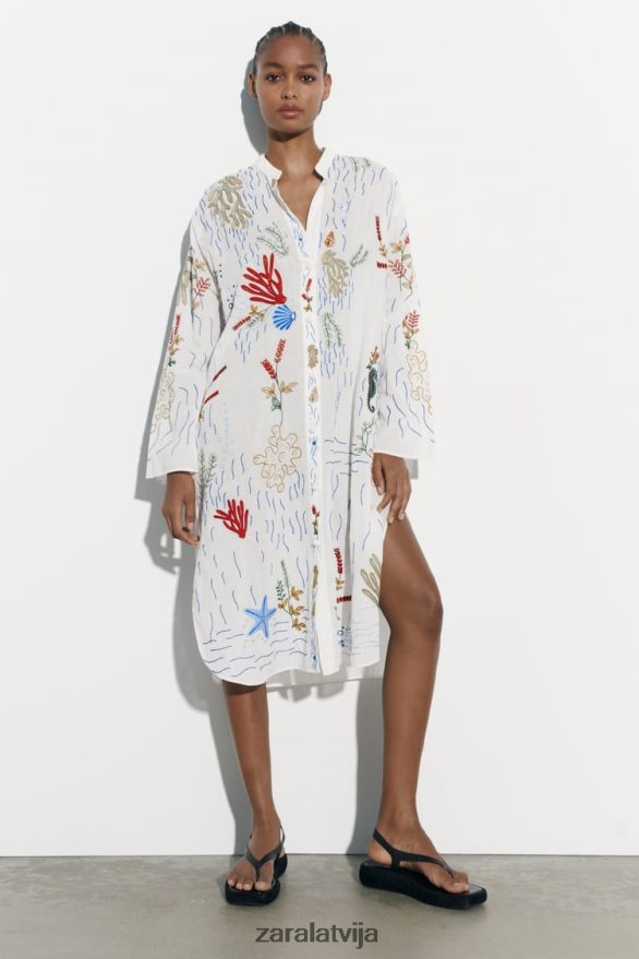 gara izšūta blūze sievietes Zara austeru balts 6ZTV40362 apģērbs