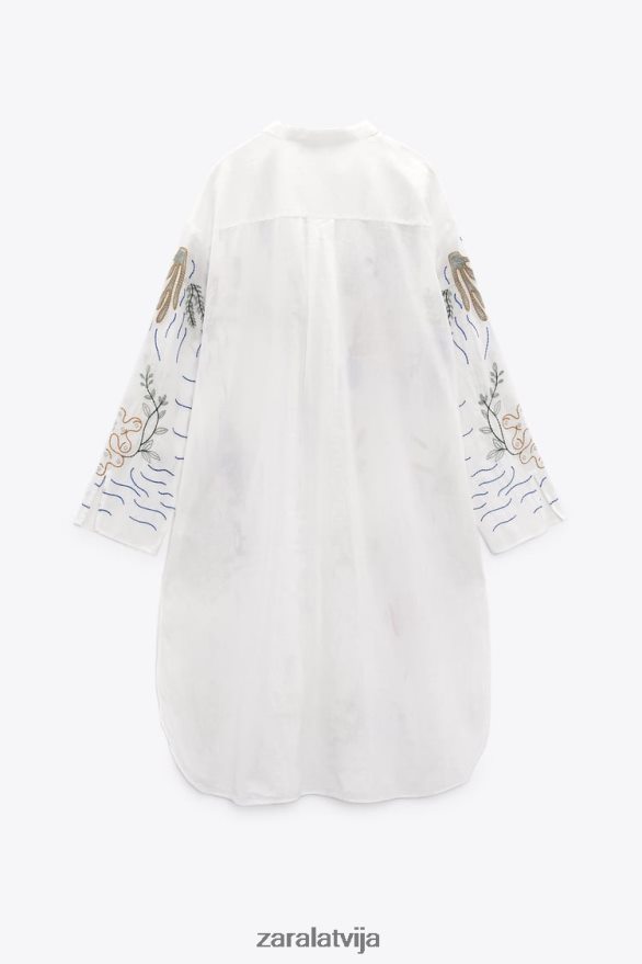 gara izšūta blūze sievietes Zara austeru balts 6ZTV40362 apģērbs