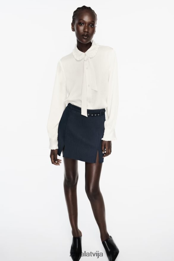 grumbuļains izskats saburzīts krekls sievietes Zara ekru 6ZTV40328 apģērbs