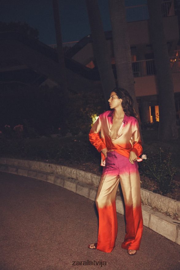 kaklasaites krāsas apdrukas krekls sievietes Zara daudzkrāsains 6ZTV40436 apģērbs