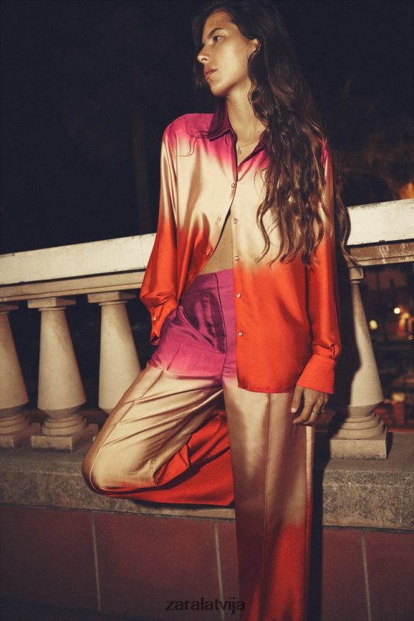 kaklasaites krāsas apdrukas krekls sievietes Zara daudzkrāsains 6ZTV40436 apģērbs