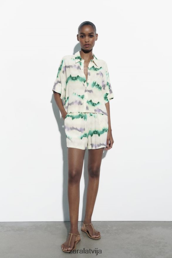 kaklasaites krāsots krekls sievietes Zara daudzkrāsains 6ZTV40406 apģērbs