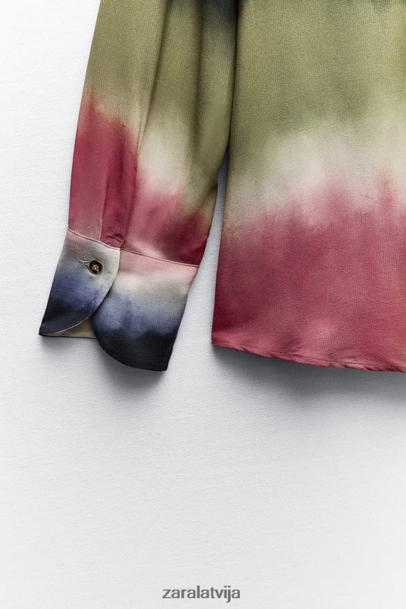 krekls ar kaklasaiti ar apdruku sievietes Zara daudzkrāsains 6ZTV40451 apģērbs