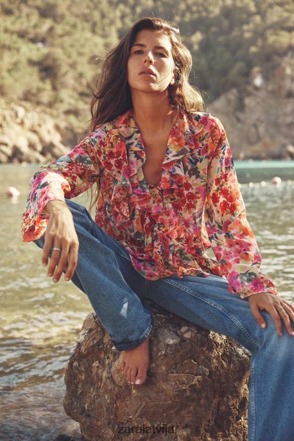 krekls ar ziedu apdruku sievietes Zara daudzkrāsains 6ZTV40354 apģērbs