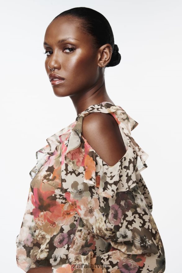 krekls ar ziedu apdruku sievietes Zara daudzkrāsains 6ZTV40404 apģērbs