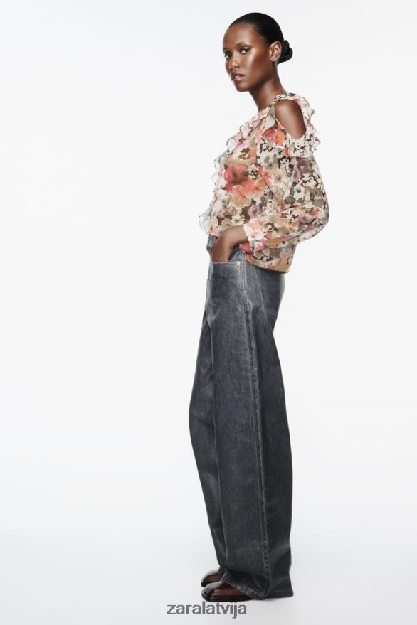 krekls ar ziedu apdruku sievietes Zara daudzkrāsains 6ZTV40404 apģērbs