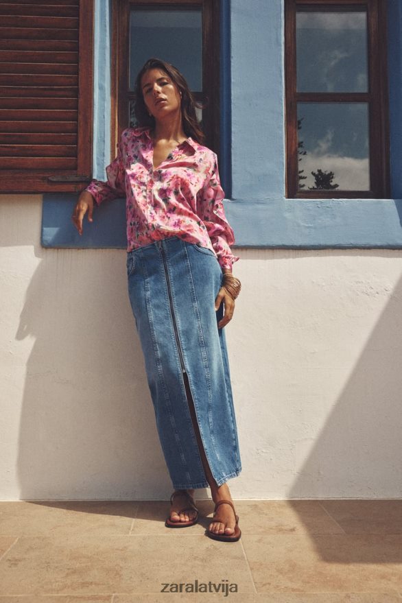 krekls ar ziedu apdruku sievietes Zara daudzkrāsains 6ZTV40446 apģērbs