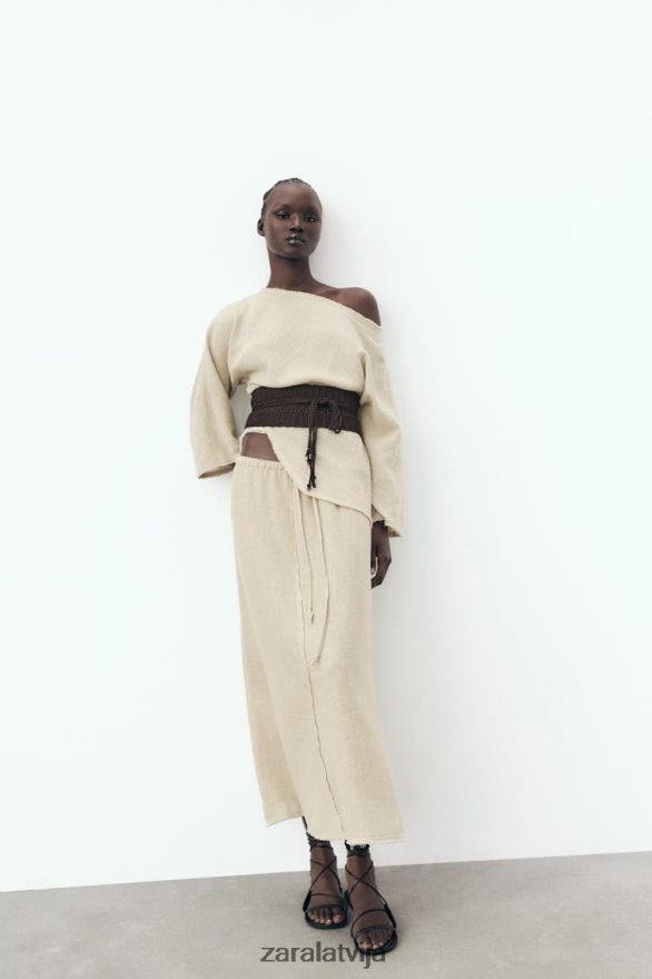 lauku stila blūze sievietes Zara smiltis 6ZTV40382 apģērbs