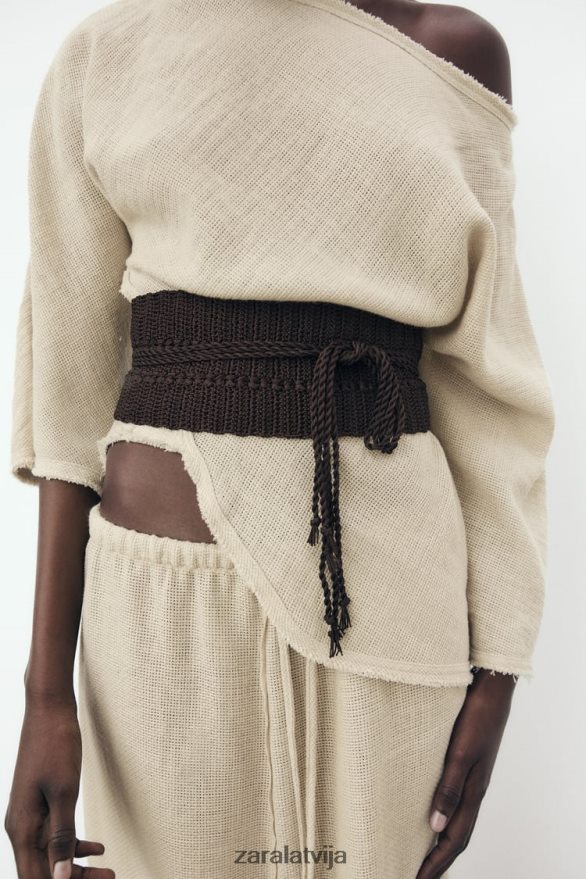 lauku stila blūze sievietes Zara smiltis 6ZTV40382 apģērbs