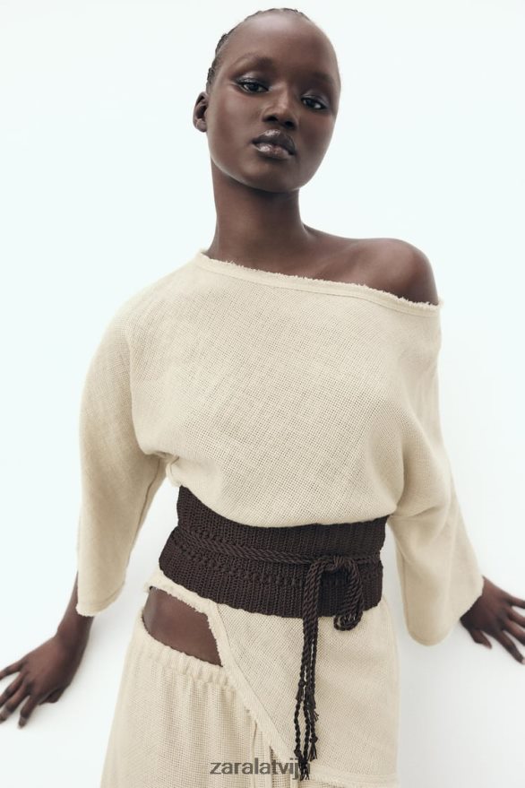 lauku stila blūze sievietes Zara smiltis 6ZTV40382 apģērbs