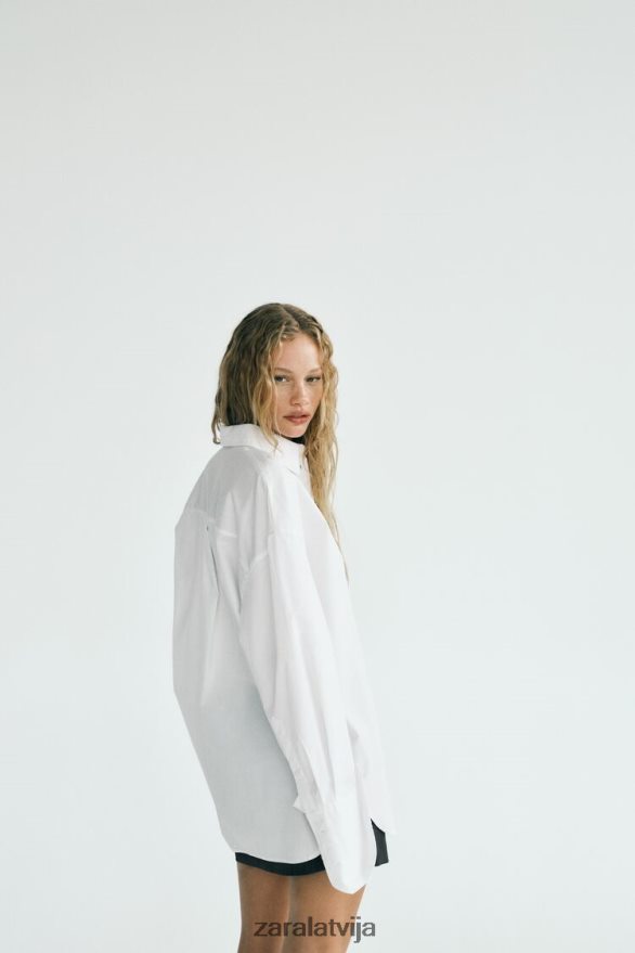 lielizmēra krekls sievietes Zara balts 6ZTV40443 apģērbs