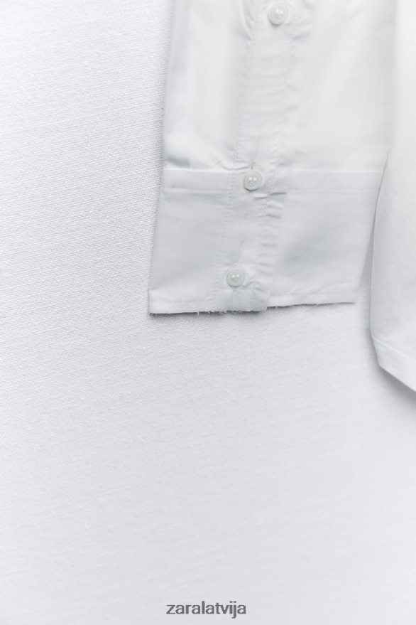lielizmēra poplīna krekls sievietes Zara balts 6ZTV40292 apģērbs