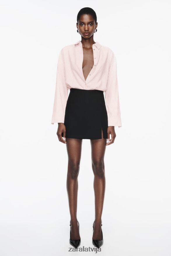 lielizmēra svītrains krekls sievietes Zara balts/sarkans 6ZTV40397 apģērbs
