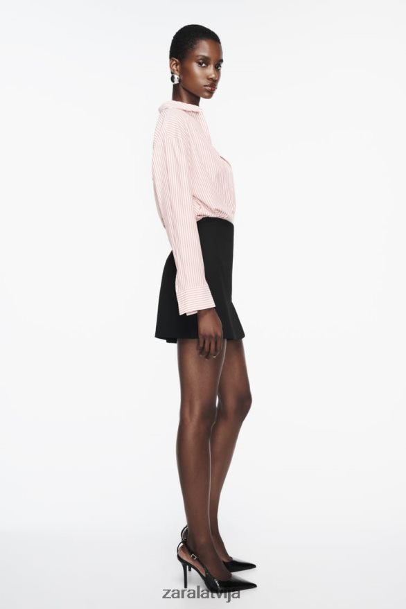 lielizmēra svītrains krekls sievietes Zara balts/sarkans 6ZTV40397 apģērbs