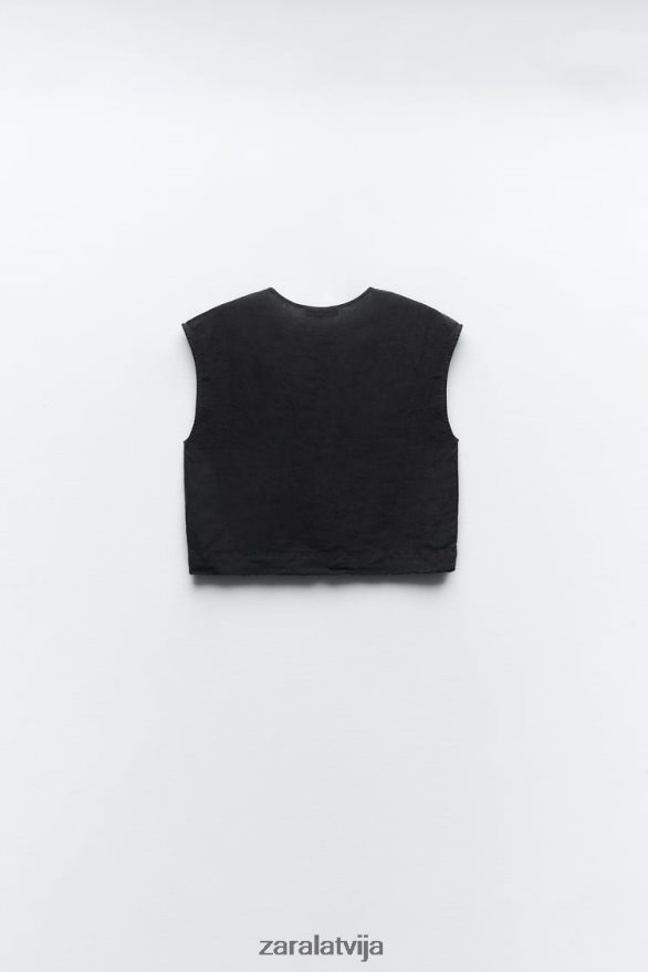 lina blūze sievietes Zara antracīta pelēks 6ZTV40450 apģērbs