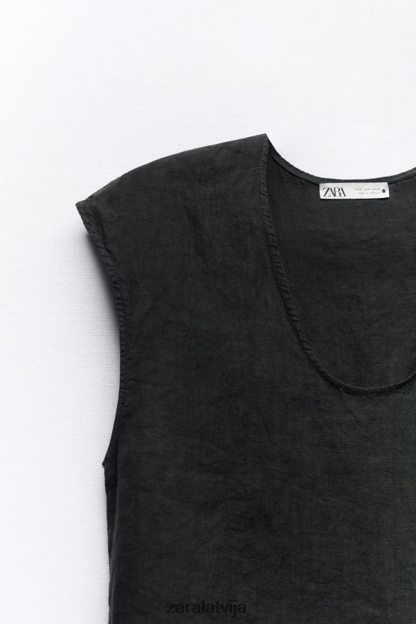 lina blūze sievietes Zara antracīta pelēks 6ZTV40450 apģērbs