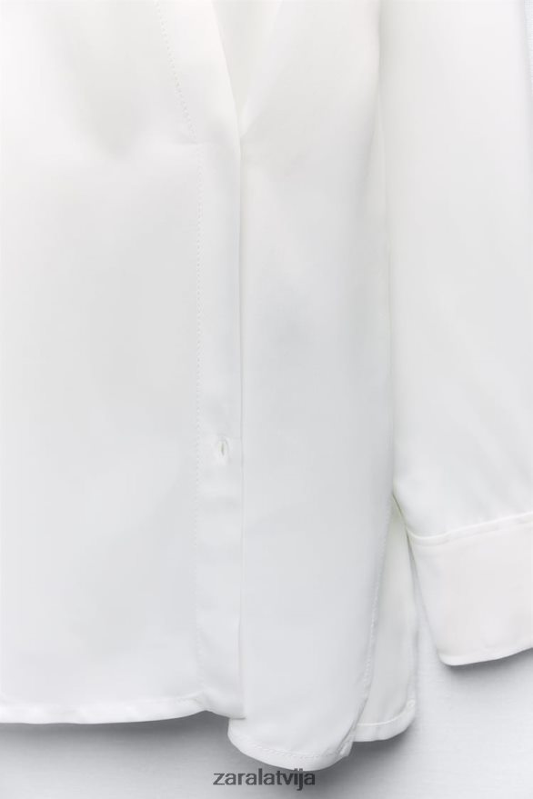 minimālistisks satīna efekta ietīšanas krekls sievietes Zara ekru 6ZTV40411 apģērbs