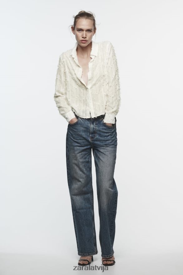 nobružāts krekls sievietes Zara balts 6ZTV40437 apģērbs