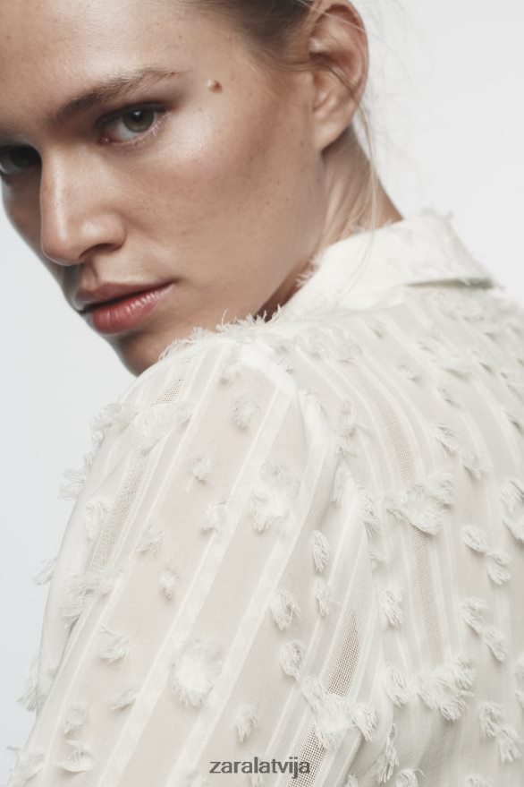 nobružāts krekls sievietes Zara balts 6ZTV40437 apģērbs