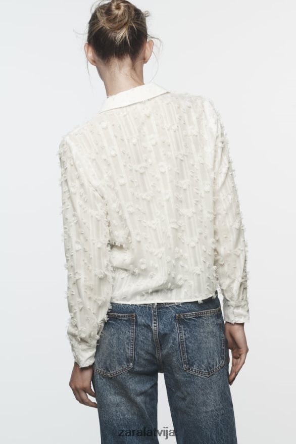 nobružāts krekls sievietes Zara balts 6ZTV40437 apģērbs