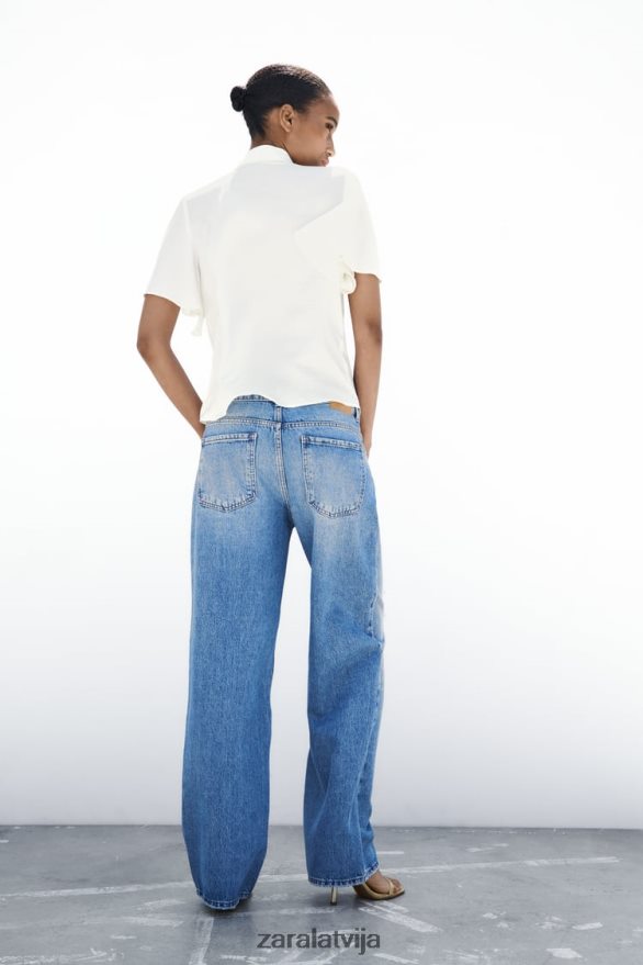 pērļu pogas bantītes apkakles krekls sievietes Zara ekru 6ZTV40381 apģērbs