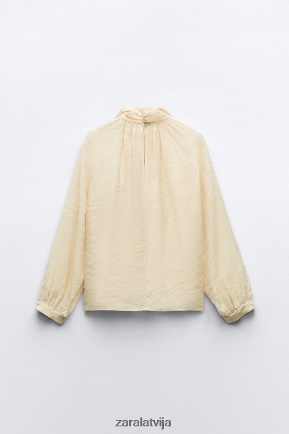 piesienama blūze ar apkakli sievietes Zara bēšs 6ZTV40455 apģērbs