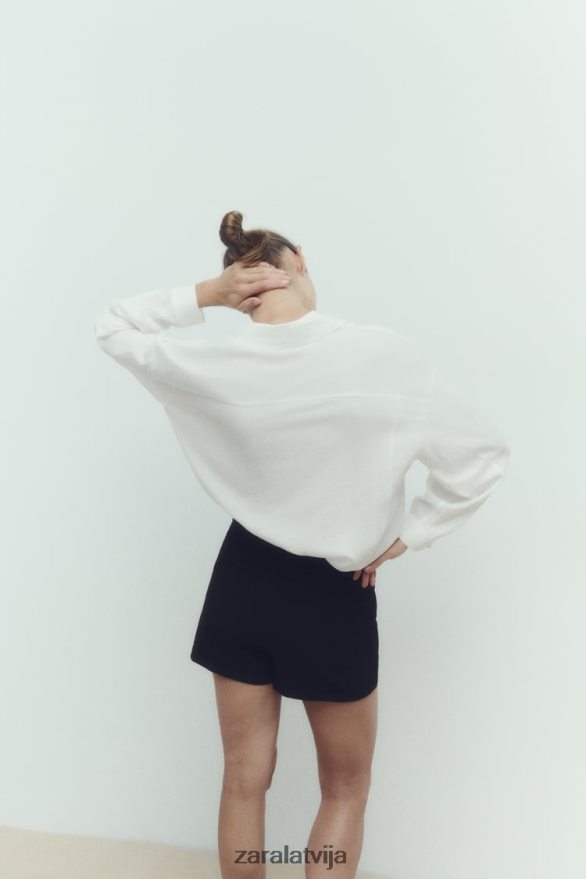 plūstošs liela izmēra krekls sievietes Zara balts 6ZTV40349 apģērbs