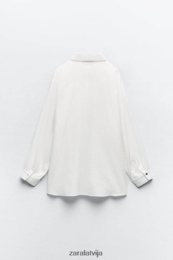 plūstošs liela izmēra krekls sievietes Zara balts 6ZTV40349 apģērbs