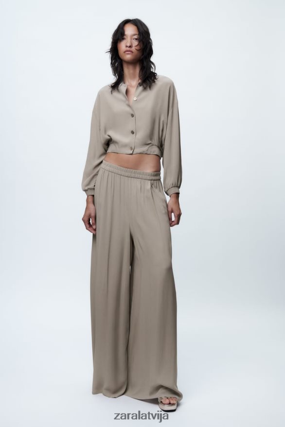 plūstošs īss bumbvedējs sievietes Zara pērļu pelēks 6ZTV40361 apģērbs