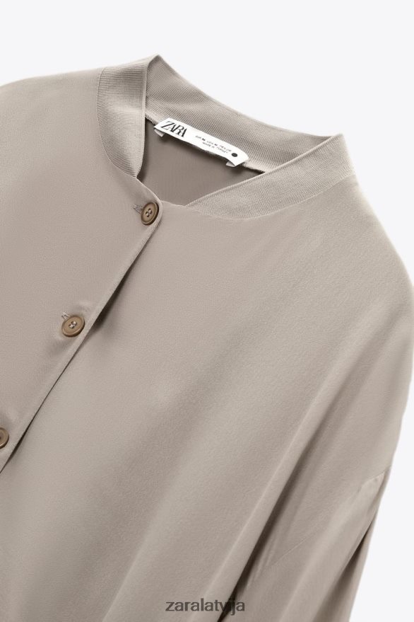 plūstošs īss bumbvedējs sievietes Zara pērļu pelēks 6ZTV40361 apģērbs