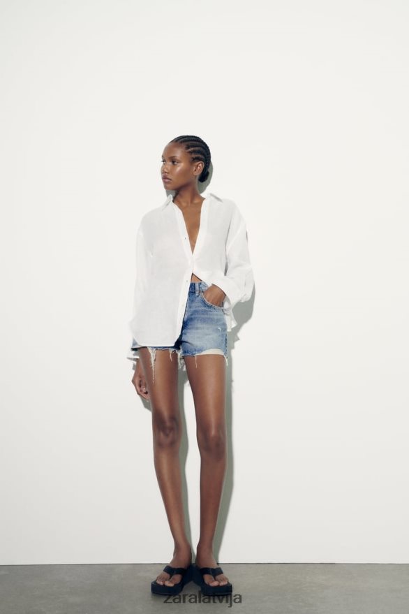 pogāms lina krekls sievietes Zara balts 6ZTV40324 apģērbs