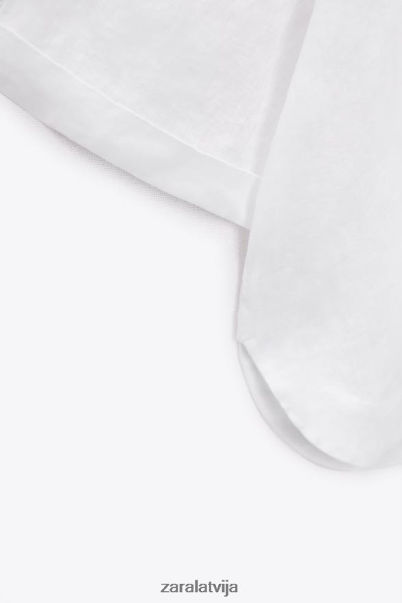 polo apkakles lina blūze sievietes Zara austeru balts 6ZTV40346 apģērbs