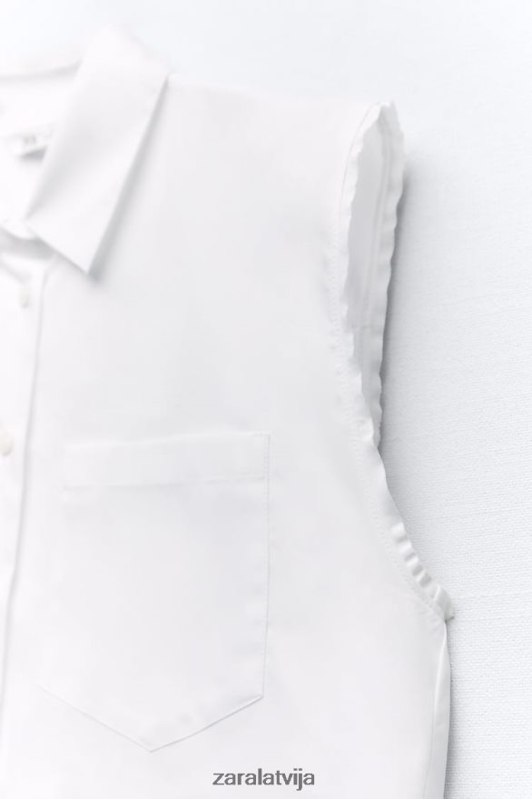 pufīgs poplīna krekls sievietes Zara balts 6ZTV40367 apģērbs