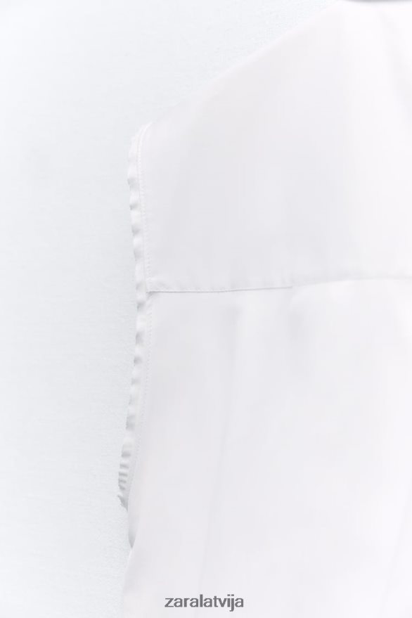 pufīgs poplīna krekls sievietes Zara balts 6ZTV40367 apģērbs